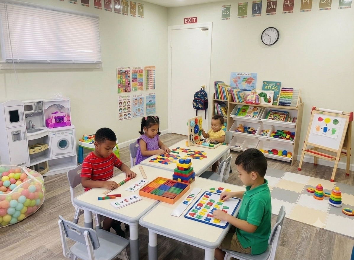 Children learning together in the Bella Bloom classroom