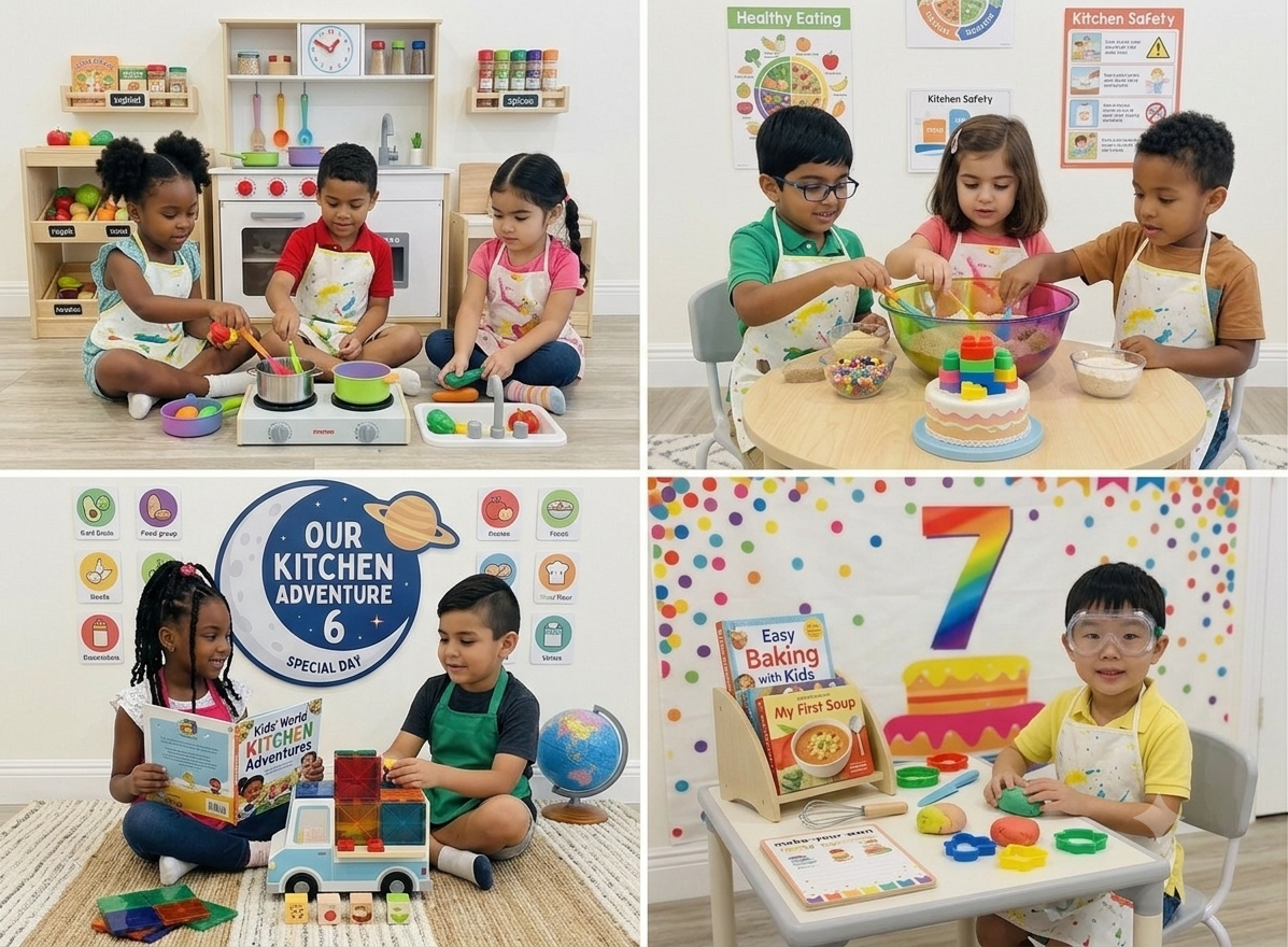 Children cooking and baking together